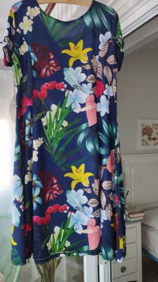 Vestido estampado flores azul talla XL