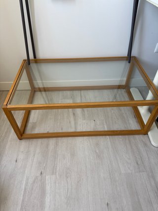 Mesa centro cristal y madera Maison du Monde