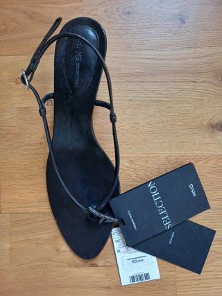 Sandalias Mango Piel Tacón Bajo Negras