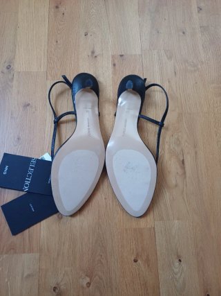 Sandalias Mango Piel Tacón Bajo Negras