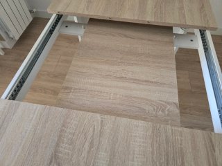 Mesa de comedor madera y blanco. Extensible!