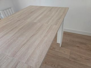 Mesa de comedor madera y blanco. Extensible!