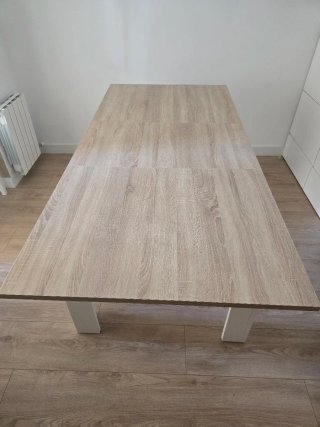 Mesa de comedor madera y blanco. Extensible!