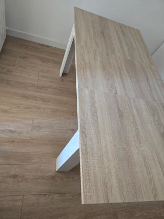 Mesa de comedor madera y blanco. Extensible!