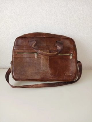 Bolso Cartera Piel Marrón Portadocumentos