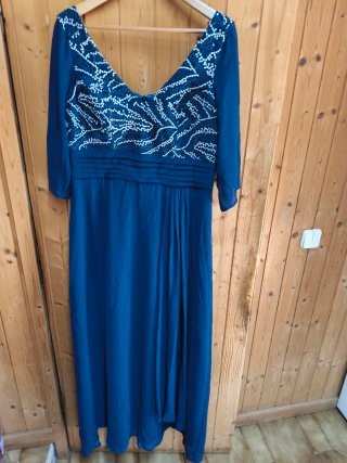 Vestido de cerimónia azul comprido