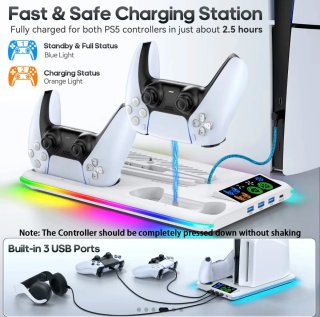 Base PS5 Ventilador + Puertos Carga + Luz