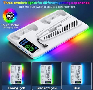 Base PS5 Ventilador + Puertos Carga + Luz