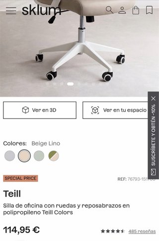 Silla de oficina Sklum con ruedas