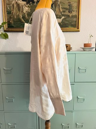 COS – Ivory Satin Tunic Blouse – V-Neck – 100%