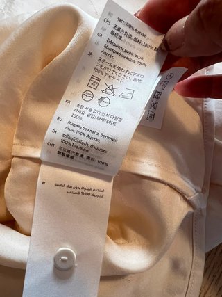 COS – Ivory Satin Tunic Blouse – V-Neck – 100%