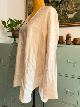 COS – Ivory Satin Tunic Blouse – V-Neck – 100%