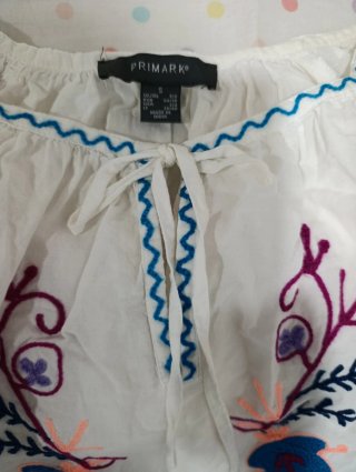 Vestido blanco bordado talla única