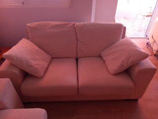 Conjunto sofás 3+2 plazas tela beige