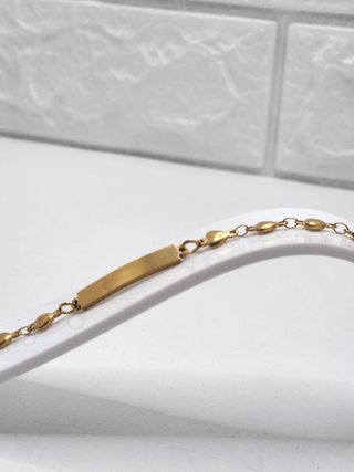Pulsera Acero Chapado Oro Corazones Grabado INCL.