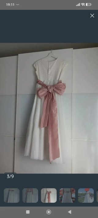 Vestido niña comunión rosa y blanco