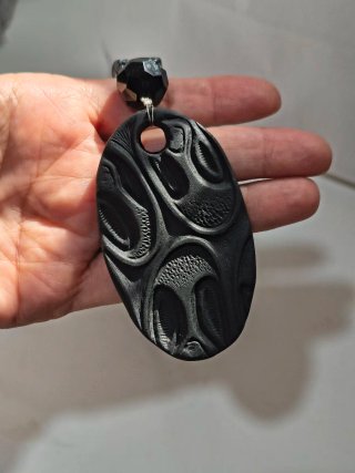 Collana pietra lavica ciondolo ovale