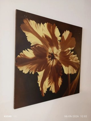 Lienzo Flor Beige y Marrón