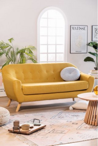 Sofá amarillo 3 plazas