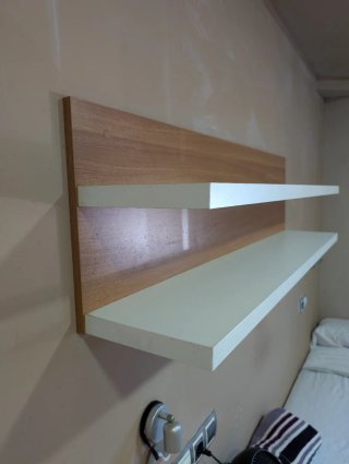 Estantería compacta madera y blanco