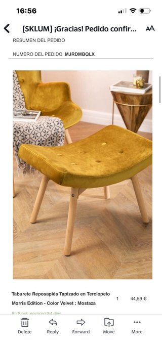 Taburete de terciopelo amarillo