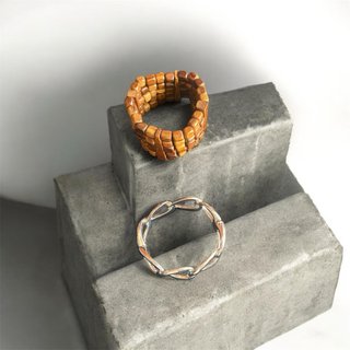 Pack 2 Pulseras Madera y Plata