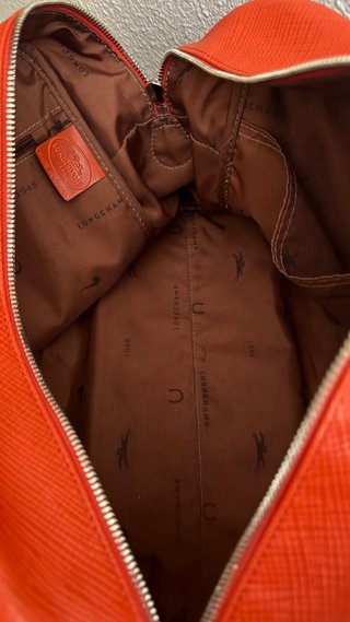 Bolso Longchamp Naranja Piel Texturizada