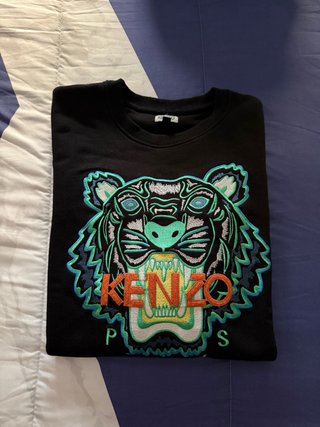 Sudadera Kenzo Negra con Tigre Multicolor