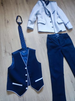Traje de Comunión Azul y Blanco Talla 8-9
