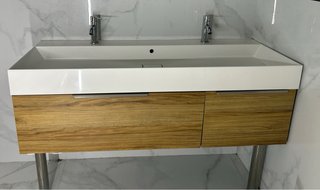 Mueble de lavabo doble con pica y cajones