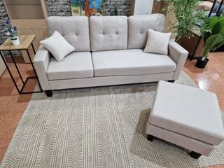 Sofá Cama Chaise Longue Bella 184 Beige/Gris