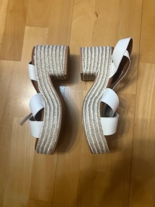 Sandalias Popa cuña esparto blancas