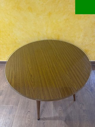 Mesa redonda madera y cristal