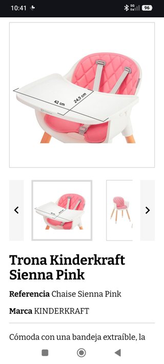 Trona Kinderkraft Sienna Pink 2 Alturas