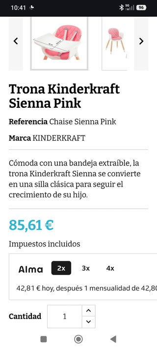 Trona Kinderkraft Sienna Pink 2 Alturas