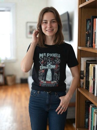 Camiseta Negra Punk Rock dibujo de perro