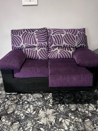 Sofá 2 plazas morado y negro