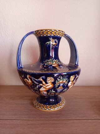 Jarrón Cerámica Gien Renacimiento Azul