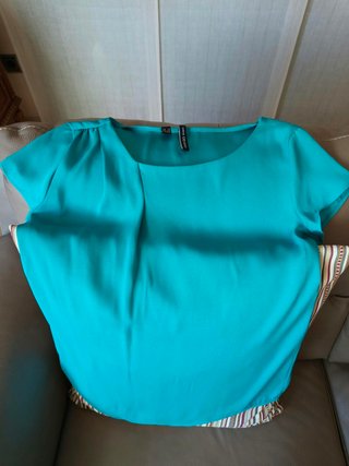 Blusa Mango fluida turquesa Talla XS