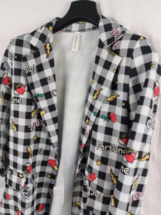 Blazer Camicia FantasyPop Art a Quadri Bianco Nero