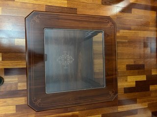 Mesa auxiliar madera y cristal