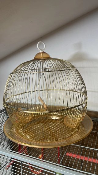Jaula Redonda Dorada para Pájaros