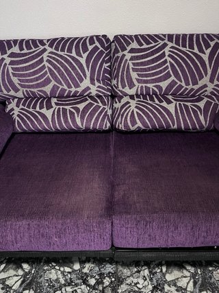 Sofá 3 plazas tela morado y negro