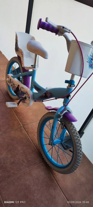Bicicleta niña azul y morada