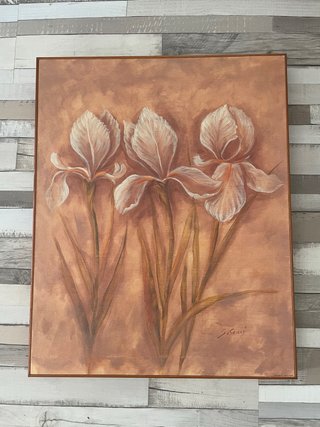 Cuadro de flores iris beige y marrón
