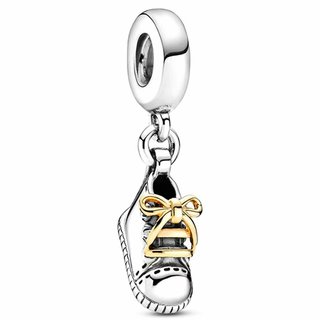 Charm Pandora Zapato Bebé Plata Lazo Dorado