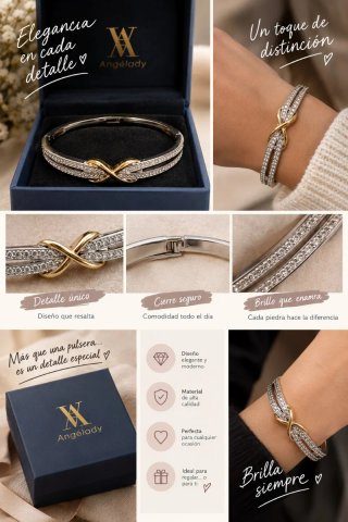 Pulsera Angelady dorada y plateada con diamantes