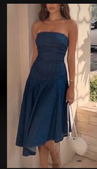 Vestido Zara Azul sin tirantes