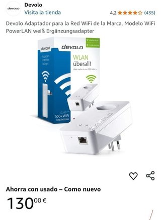 Adaptador WiFi Devolo PowerLAN 550+