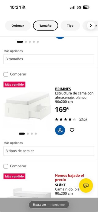 Cama nido BRIMNES IKEA 90x200 + 2 colchones